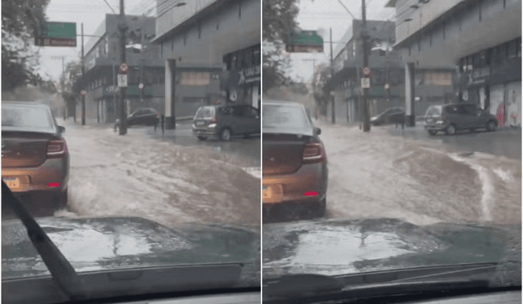 Chuva intensa em BH causa alagamentos e queda de temperatura