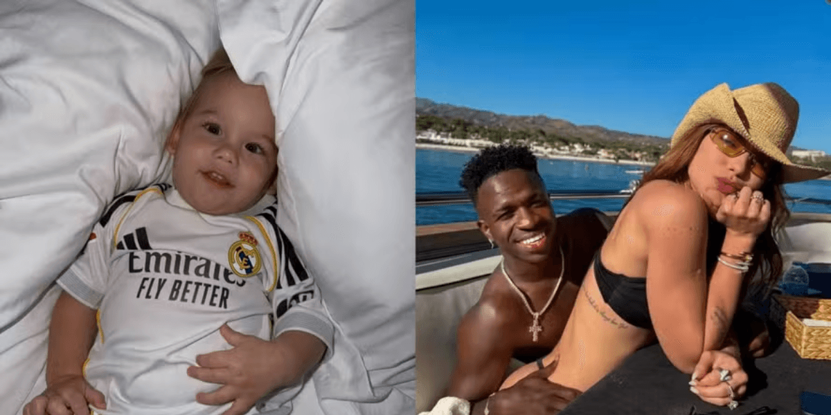 José Leonardo usando a camisa do jogador Vini Jr