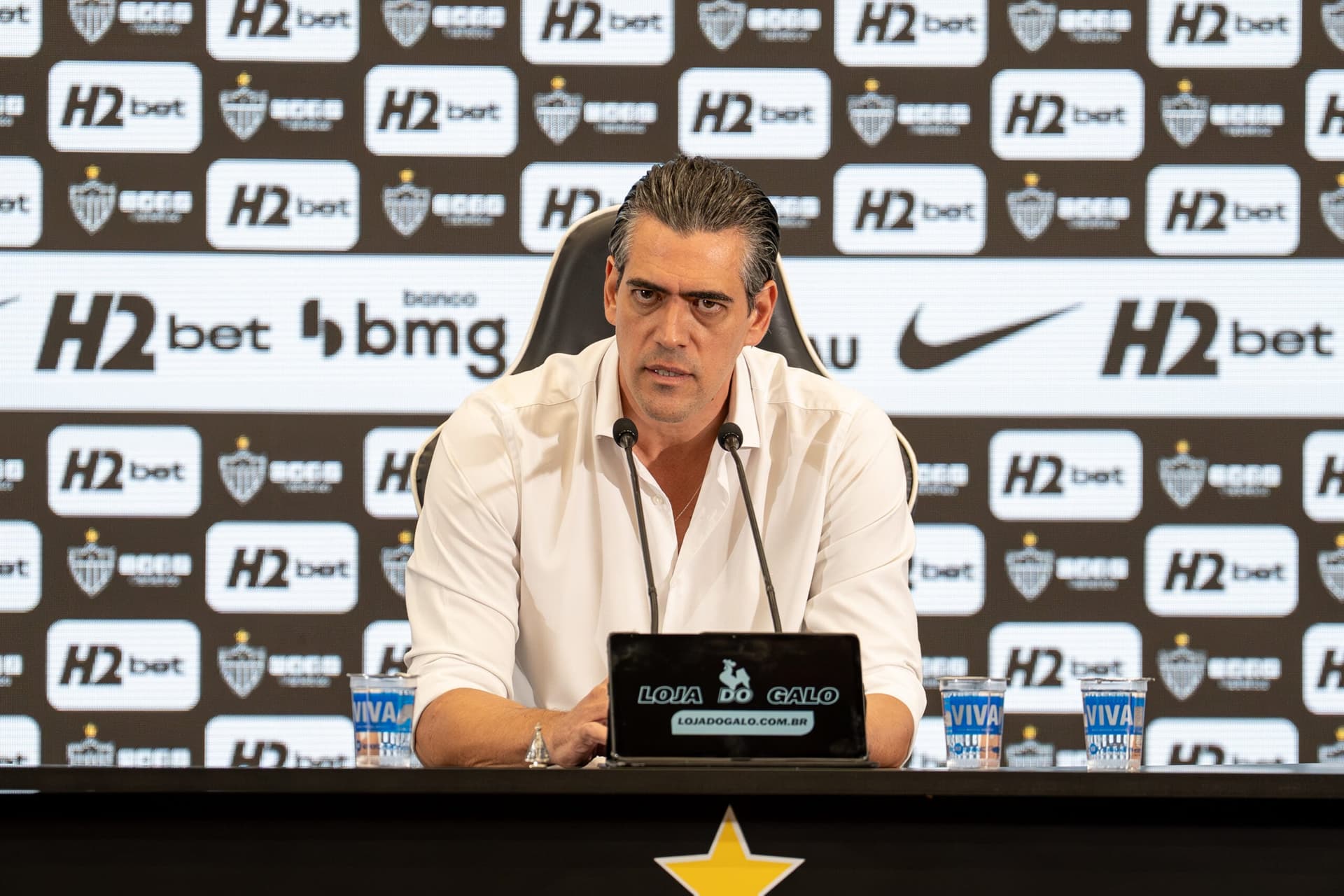 CSO do Atlético, Paulo Bracks, concedeu entrevista coletiva de imprensa na tarde desta segunda-feira, 16 de março, na Arena MRV