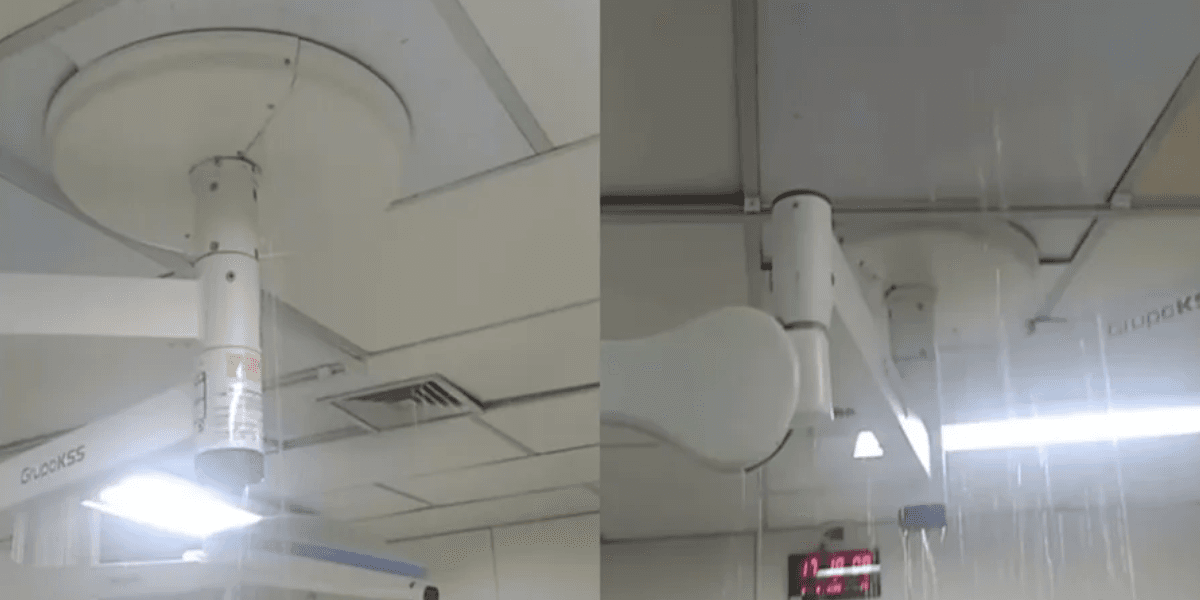 Alagamento registrado no Hospital de Pronto Socorro João XXIII - Reprodução/Redes sociais