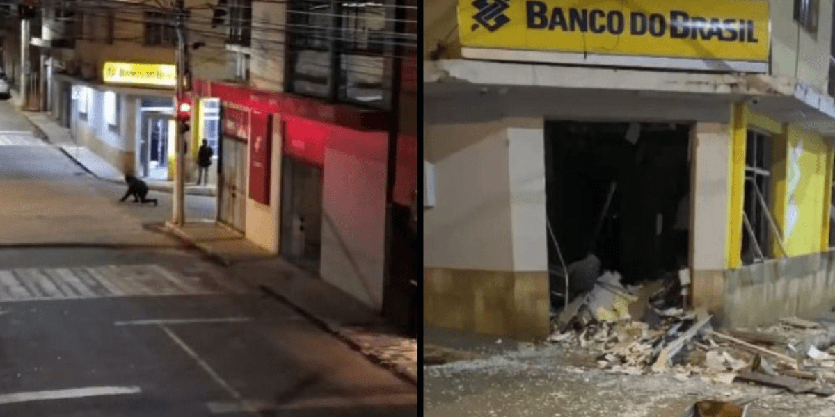 Bandidos colocando explosivos em banco de Guidoval - Foto: Reprodução/X