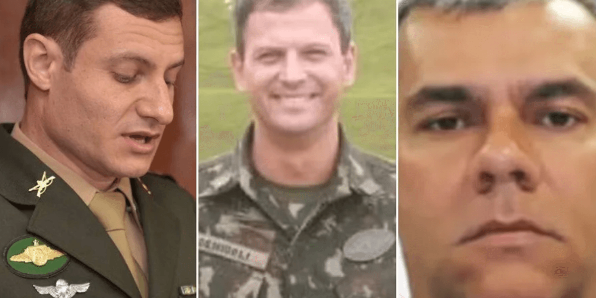 Major da reserva Ângelo Denicoli; subtenente Giancarlo Rodrigues e do tenente-coronel Guilherme Almeida - Reprodução/Redes Sociais