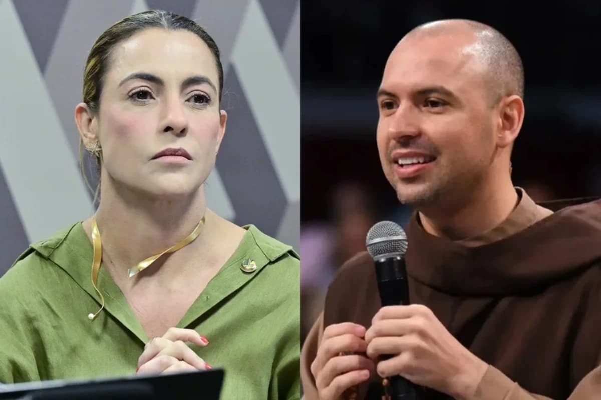 Senadora Soraya Thronicke (PSB) usou as redes sociais para criticar uma declaração do Frei Gilson - Fotos: Geraldo Magela/Agência Senado — Daniel Xavier/Canção Nova