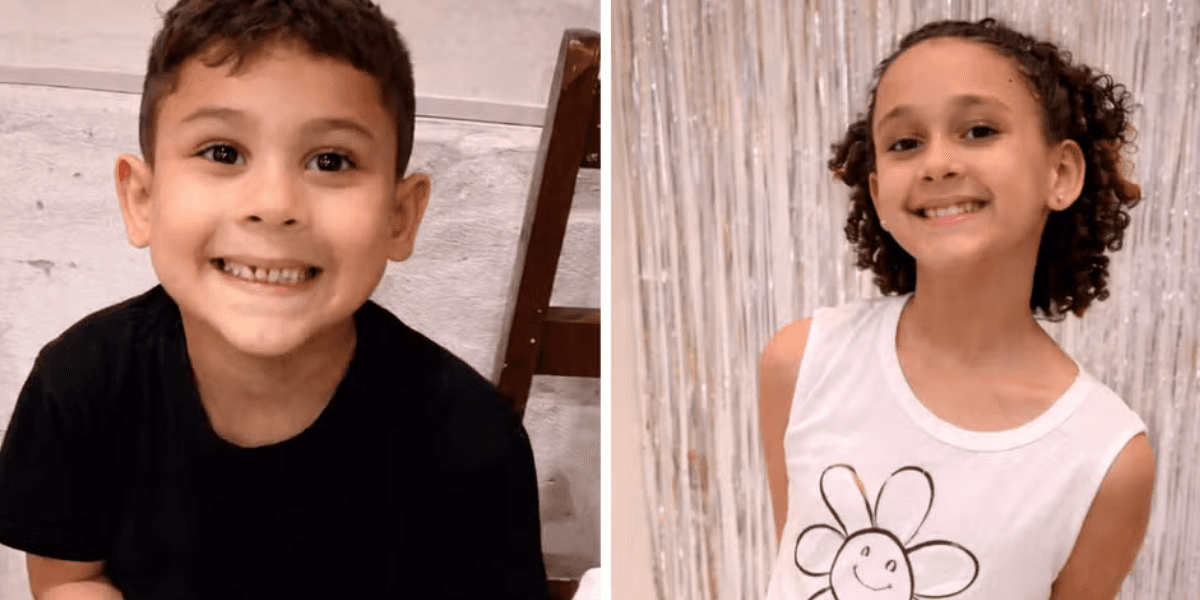 Sophia e Isaías, de 10 e 5 anos, morreram após serem atropelados por um carro em Diadema. — Foto: Montagem/g1/Arquivo pessoal