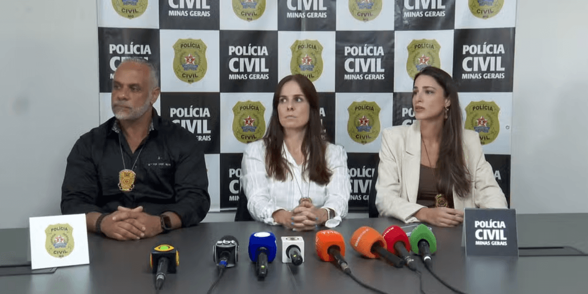 Coletiva de imprensa da Polícia Civil sobre indiciamento de investigado por estupro — Foto: Reprodução/TV Globo
