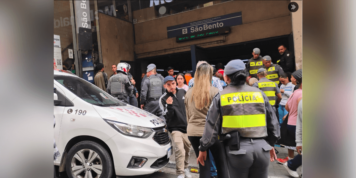 Tentativa de assalto na estação São Bento (Redes/Reprodução)