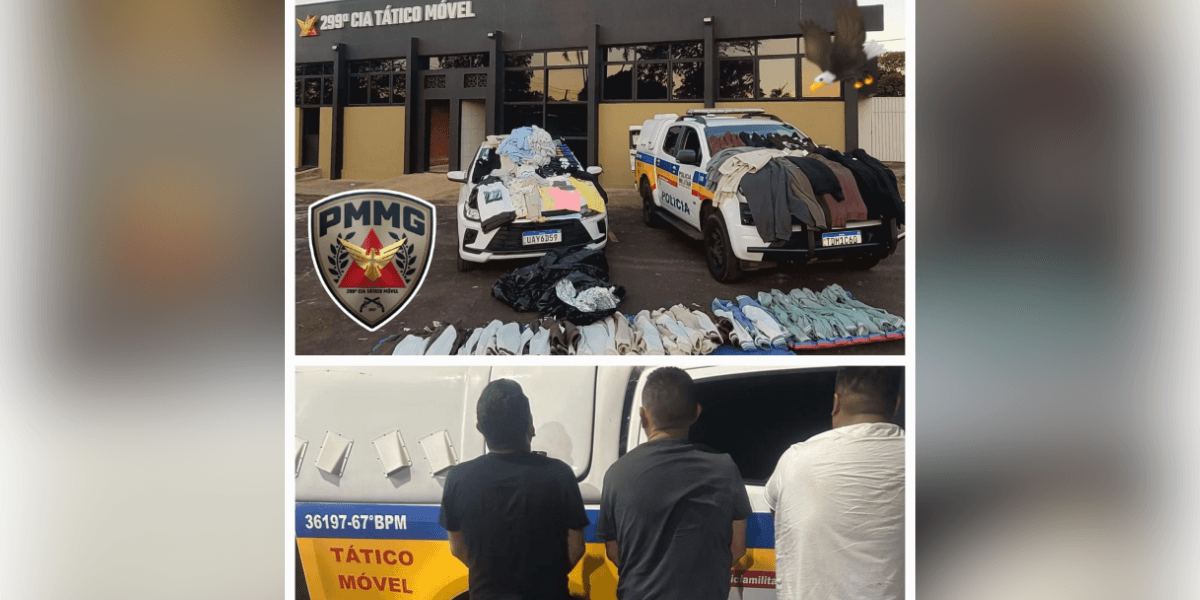 Crime foi em Uberlândia, mas suspeitos foram presos na BR-050 já em Uberaba - Foto: PMMG/Divulgação