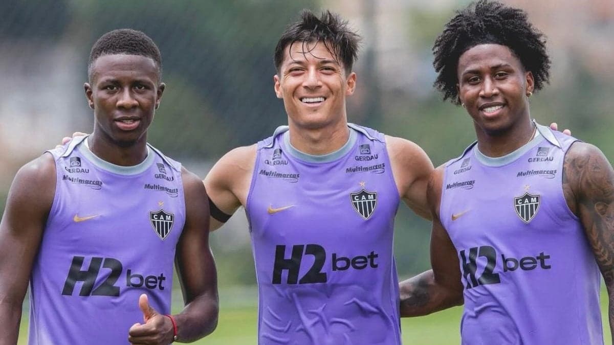 Alan Franco, Alan Minda e Ángelo Preciado - (Foto: Pedro Souza/Atlético)