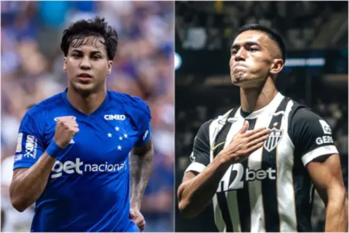 Kaio Jorge, do Cruzeiro, e Tomás Cuello, do Atlético - Foto: Gustavo Aleixo / Cruzeiro | Pedro Souza / Atlético