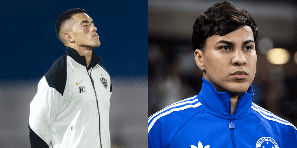 Tomás Cuello, do Atlético e Kaio Jorge, do Cruzeiro - Foto: Pedro Souza / Atlético | Gustavo Aleixo / Cruzeiro