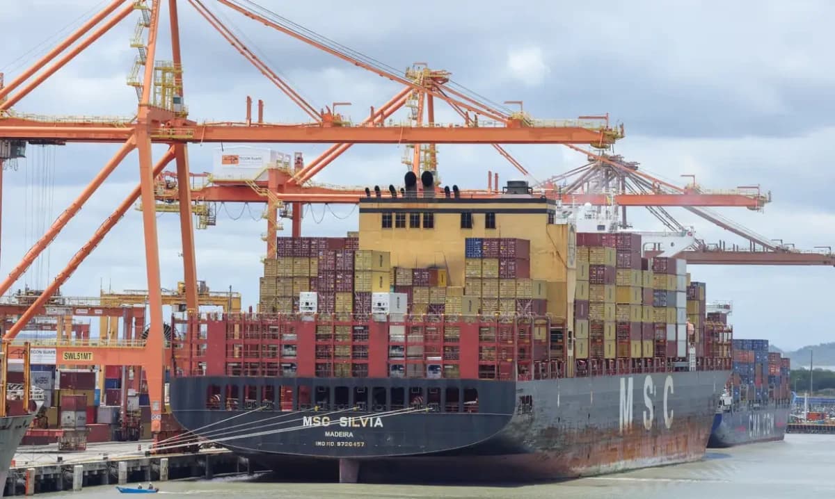 Navio porta contêineres atracado em um porto brasileiro © Fabio Rodrigues-Pozzebom/ Agência Brasil
