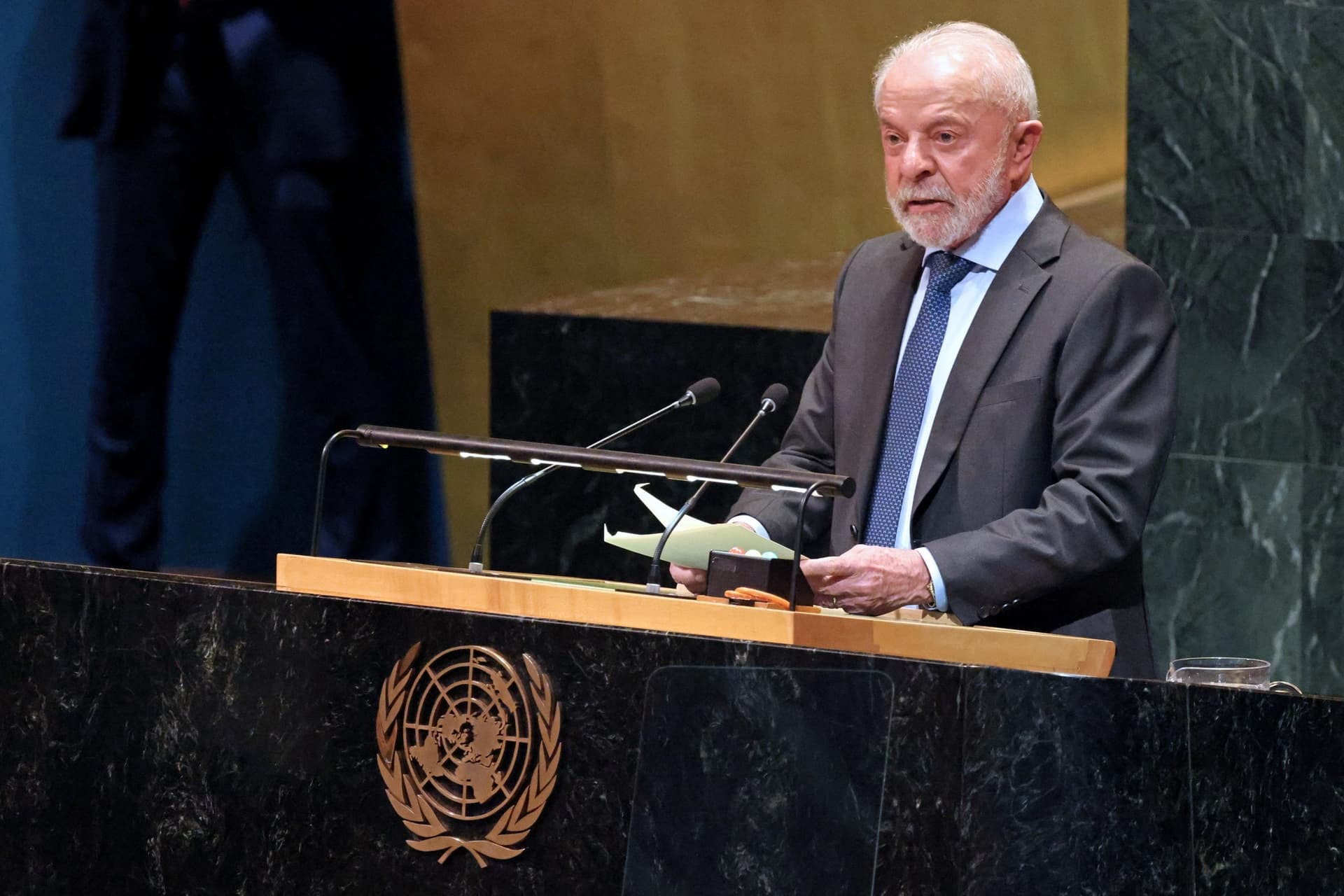 Presidente Lula discursa na tribuna da Assembleia Geral da Organização das Nações Unidas (ONU) | Crédito: Ludovic MARIN