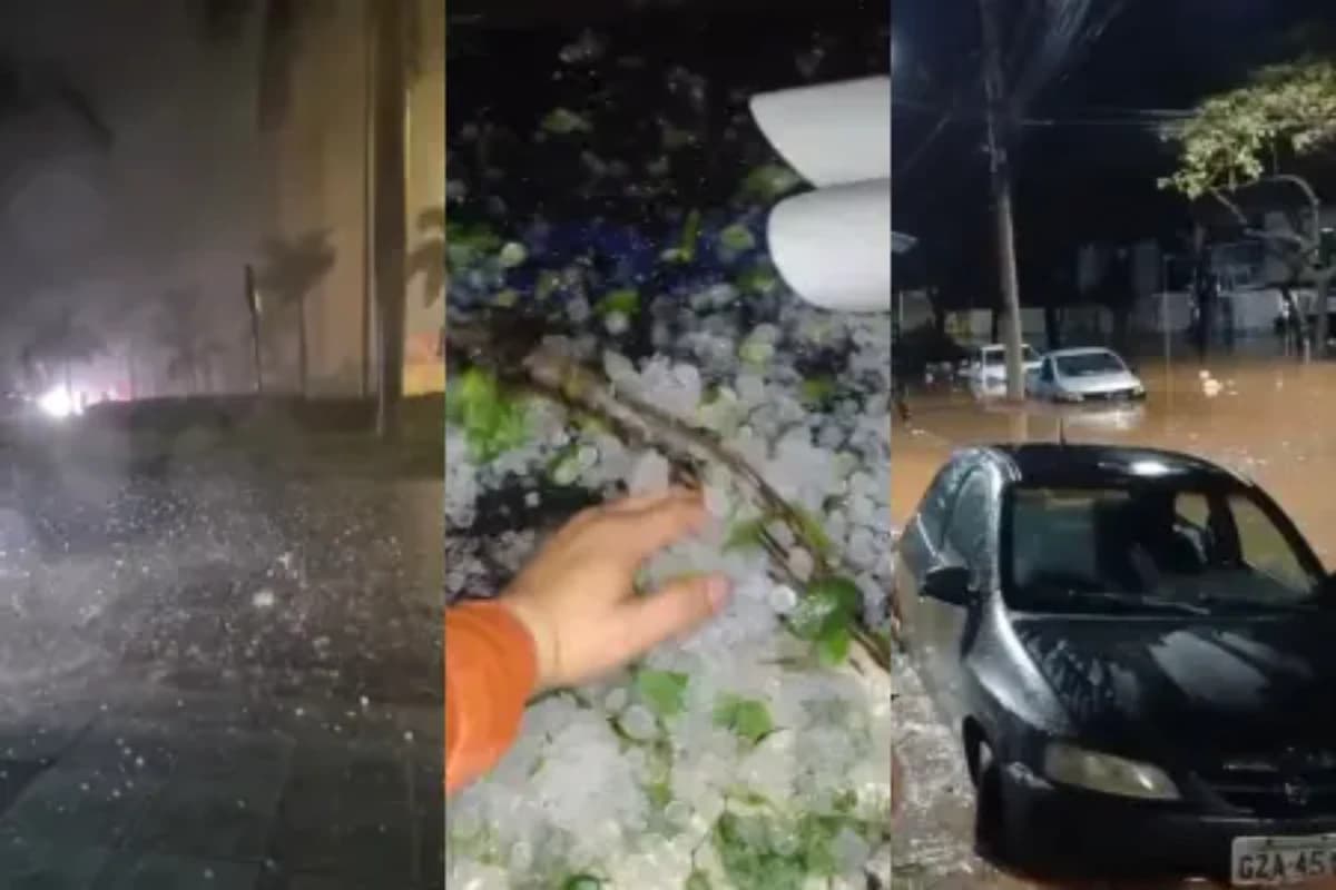 Forte temporal com alagamentos e granizo na região do Vale do Aço - Foto: Reprodução / Redes Sociais
