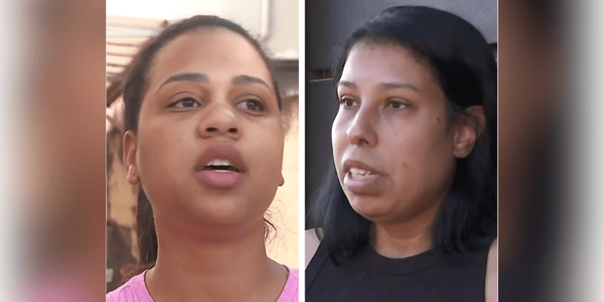 À esquerda, a técnica de enfermagem Keila Cristina Rodrigues Barbosa, que denunciou ter sido agredida durante o atendimento. À direita, Nayara, suspeita das agressões. — Foto: TV Globo