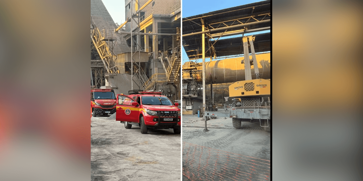 Bombeiros atenderam acidente de trabalho em empresa de Pedro Leopoldo. Trabalhador morreu após ser prensado por uma estrutura de ferro. — Foto: Corpo de Bombeiros
