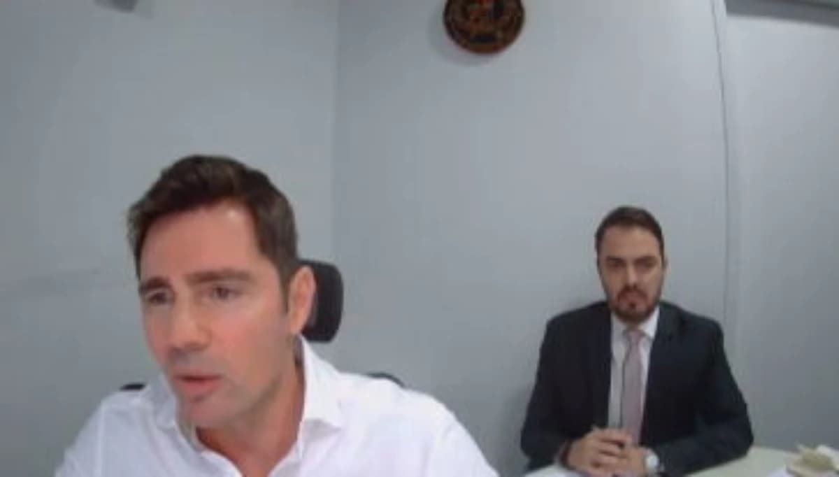 Ex-banqueiro Daniel Vorcaro em depoimento à Polícia Federal • Reprodução