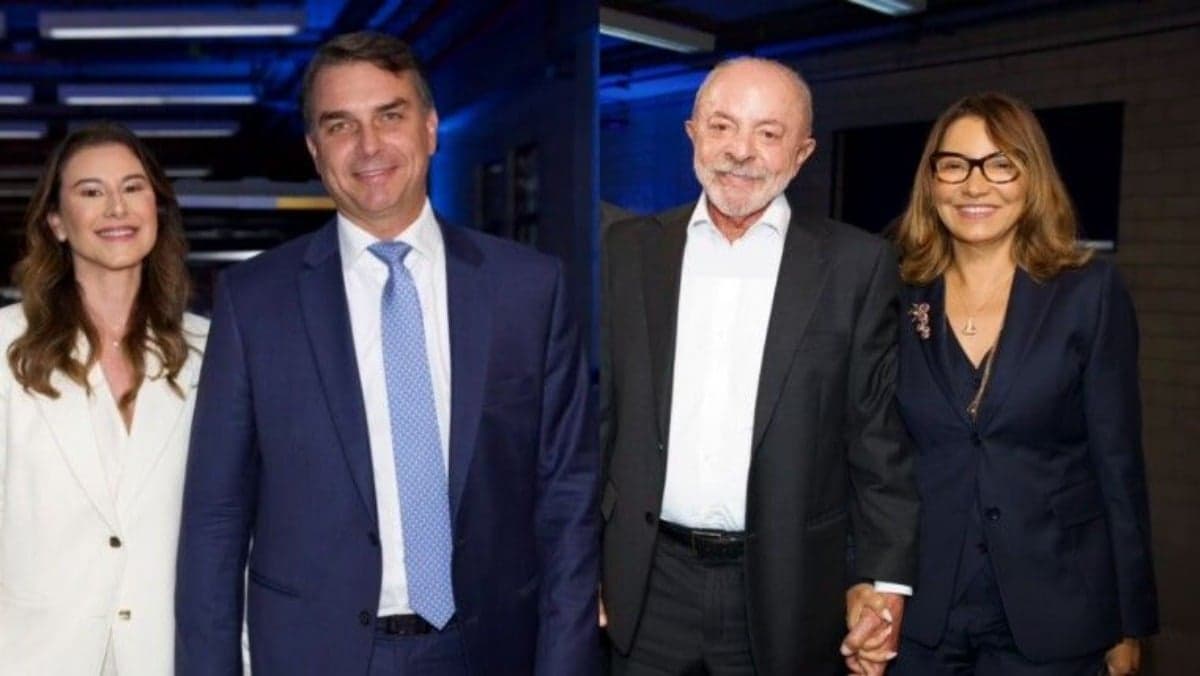 Flávio Bolsonaro e Lula chegam para o último debate na Globo (Fotos: Globo)