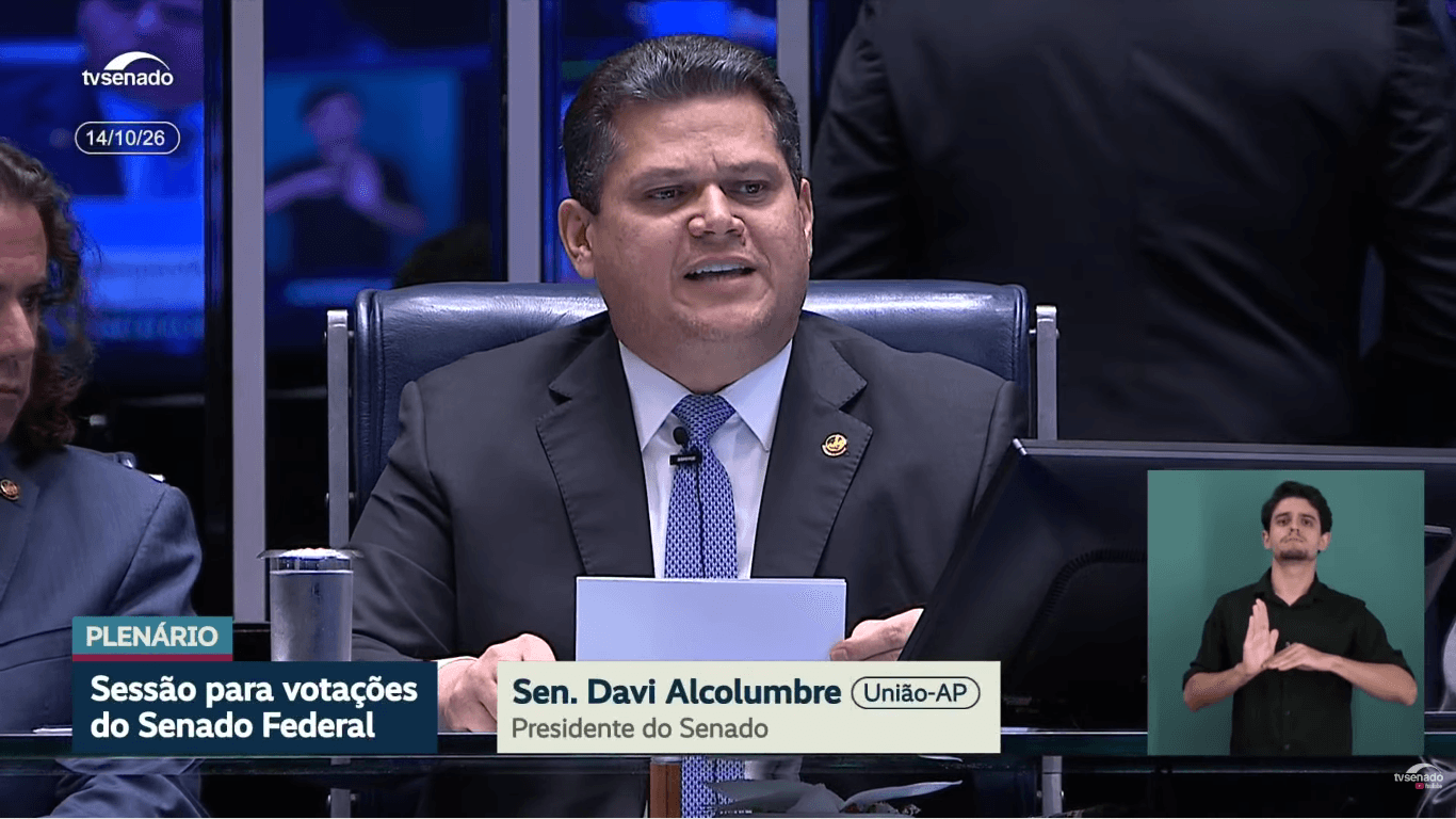 O presidente do Senado Federal, Davi Alcolumbre (União Brasil-AP) - Foto: Reprodução / YouTube @tvsenado