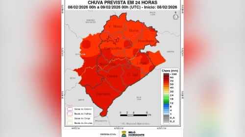 Defesa Civil prevê domingo chuvoso em Belo Horizonte com risco de raios e ventos fortes