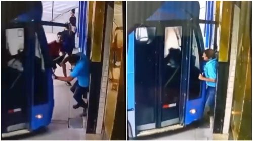 Idoso é prensado por um ônibus no interior de Minas Gerais