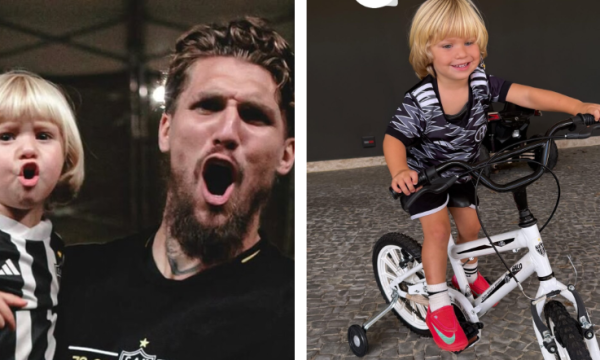 Lyanco do galo presenteia filho com bicicleta do Atlético