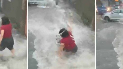 Mulher tenta atravessar enxurrada e é arrastada em BH