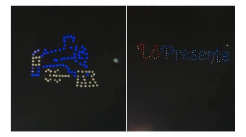 Show de drones na Rua Sapucaí emociona com homenagem a Lô Borges