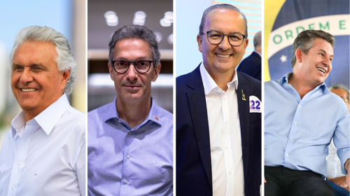 governador de Goiás, Ronaldo Caiado (União) com outros governadores, incluindo Romeu Zema (Novo-MG), Jorginho Mello (PL-SC) e Mauro Mendes (União-MT)
