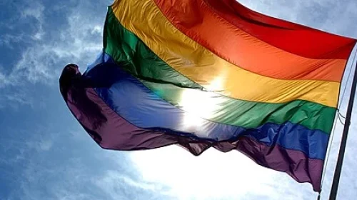 imagem mostra a bandeira do Orgulho LGBTQIA+