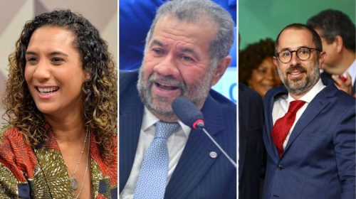 ministros Anielle Franco (Igualdade Racial), Carlos Lupi (Previdência) e Vinicius Marques de Carvalho (Controladoria-Geral da União)