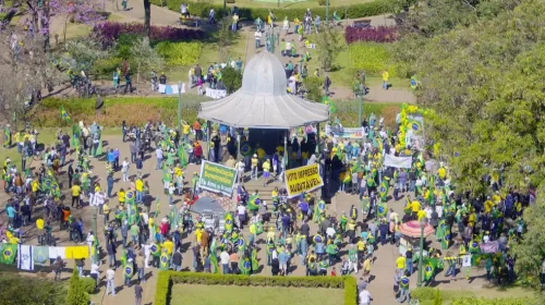 protesto bolsonaro - Manifestantes ocuparam o coreto da Praça da Liberdade, em BH