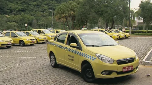 vários táxis estacionados